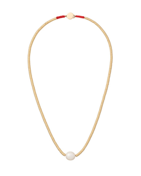 Gold Necklace With Pearl Chain