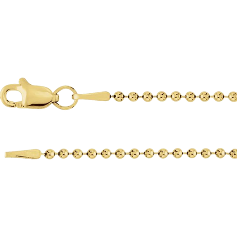Gold Bead Chain 1.5mm 14K