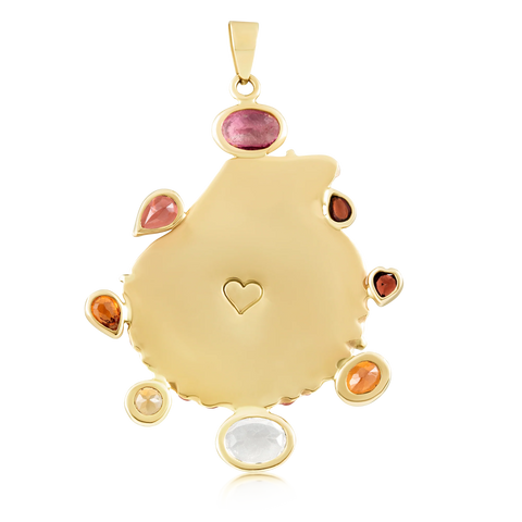 Orange Shell Sunset Halo With Garnet, Citrine, And Tourmaline