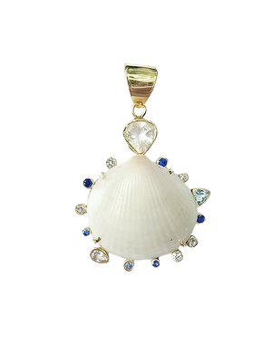 White Shell Blue And White Halo Pendant