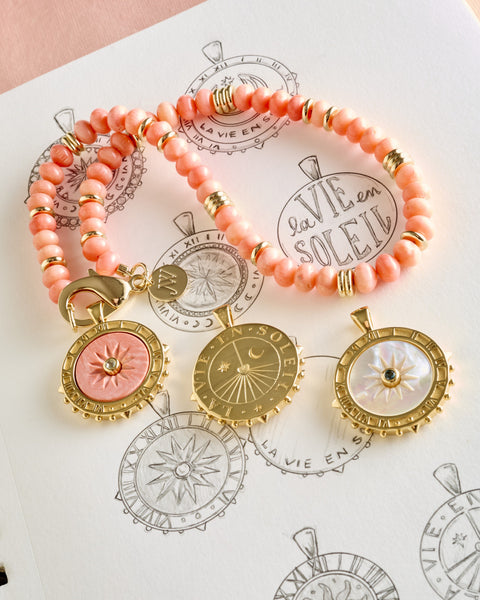 FOREVER La Vie En Soleil Carved Coral Stone Necklace