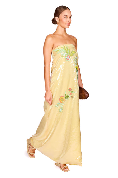 Strapless Organza Sequin Dress