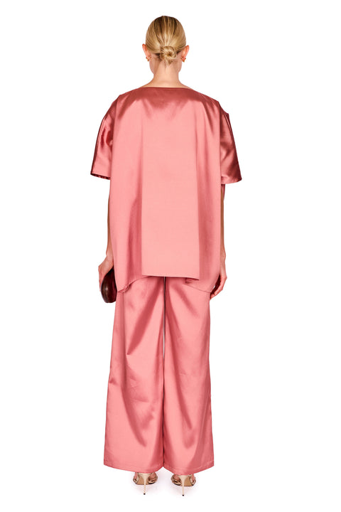 Satin Twill Wide Leg Trousers