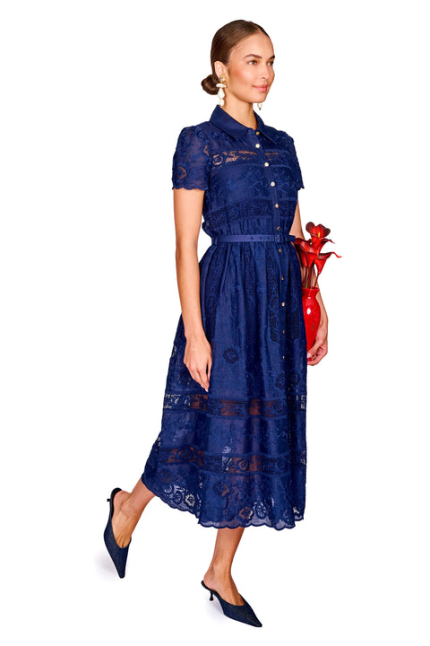 Ramie Collared Midi Dress