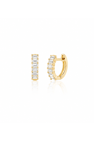 Prong Set Diamond Baguette Huggies