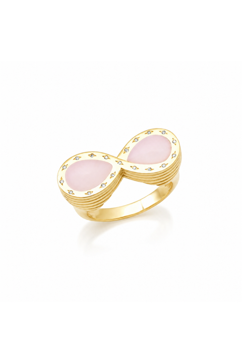 Pink Opal and Diamond Infinity Ring