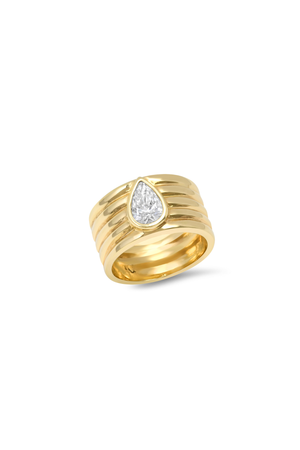 Romy Reeded Pear Shape Diamond Cigar Band