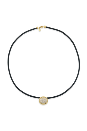 Scuba Black Leather Choker With Diamond Pave