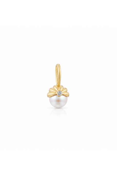 Pearl And Diamond Scallop Pendant