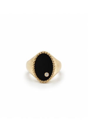 Chevalière Oval Onyx Ring