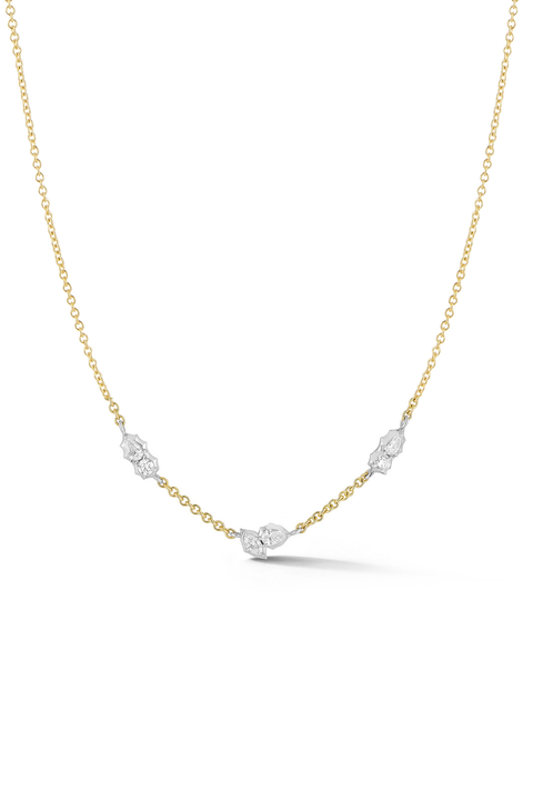 Two-Tone Posey 3 Station Necklace