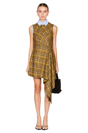 Drape Tweed Mini Dress