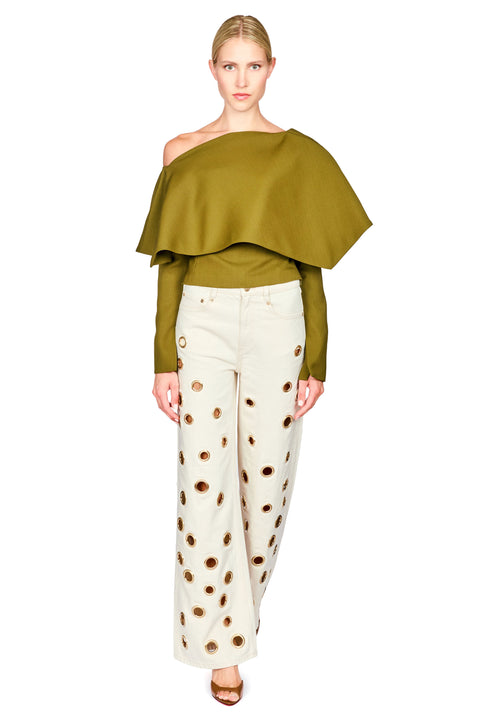 Back To Front Asymmetric Oversized Collar Top