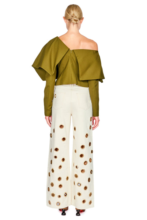 Back To Front Asymmetric Oversized Collar Top