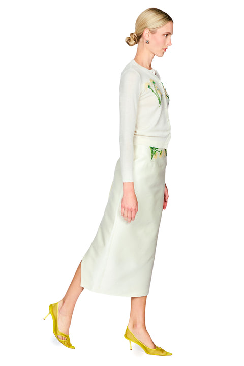 Quinn Embellished Wool Midi Skirt