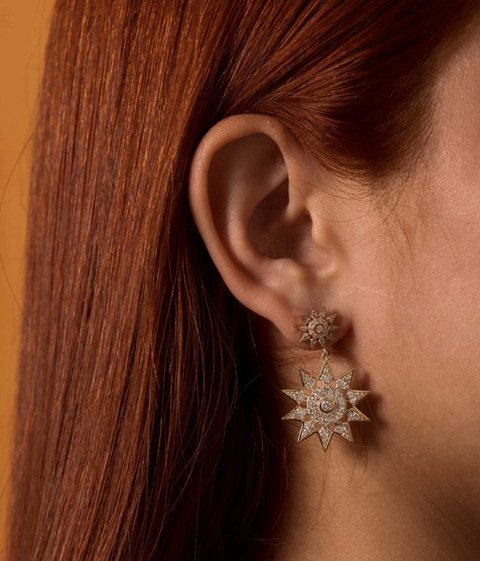 Lumière Diamond Star Jumbo Dangle Earrings