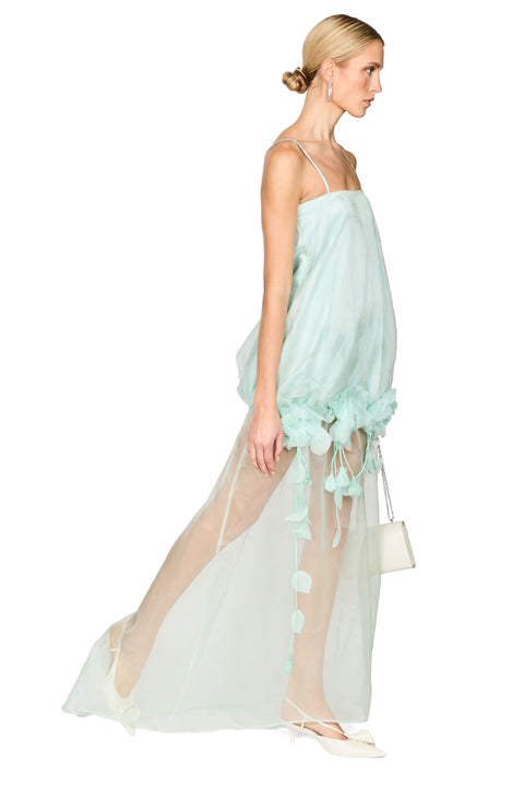 Flower Embellished Sheer Dress