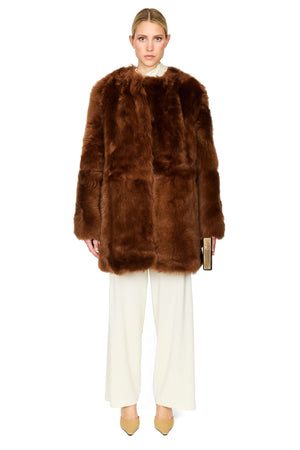 Short Silky Shearling Coat