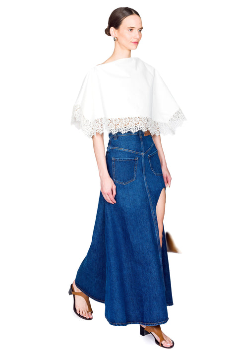 Flared Back To Front Skirt Ankle Length With Cutout