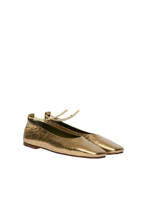 Augusta Gold Leather Flat