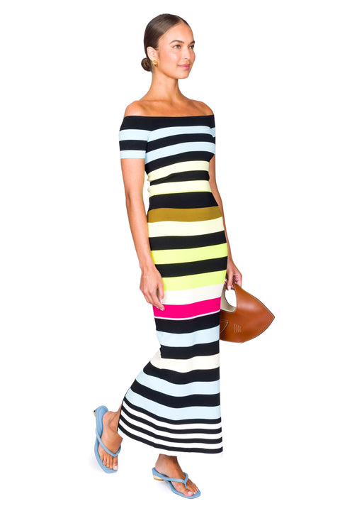 Striped Bodycon Off the Shoulder Top