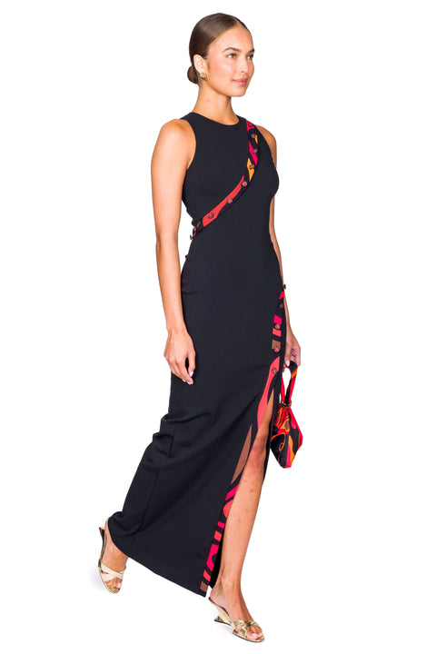 Super Stretch Dress With Marmo Print Detail