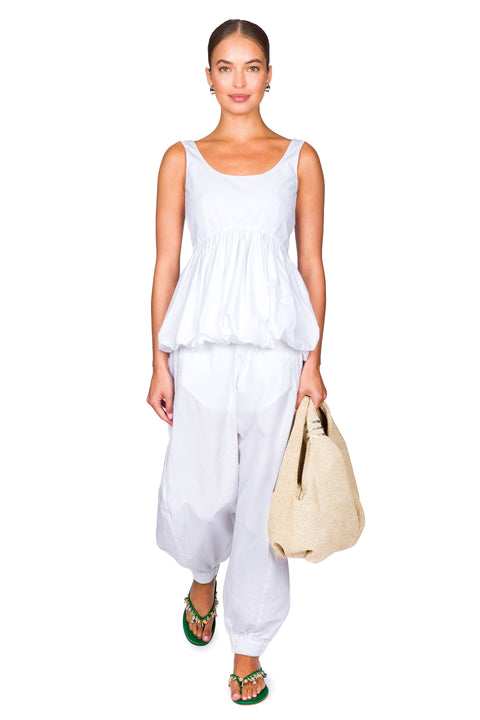 Volume Crushed Cotton Trousers