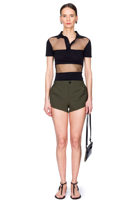 Striped Sheer Polo Top