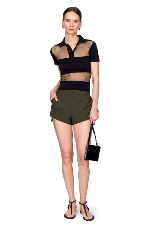 Striped Sheer Polo Top