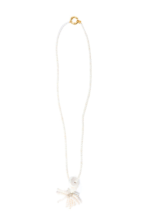 Pearl Necklace With Shell And Pearl Tassel