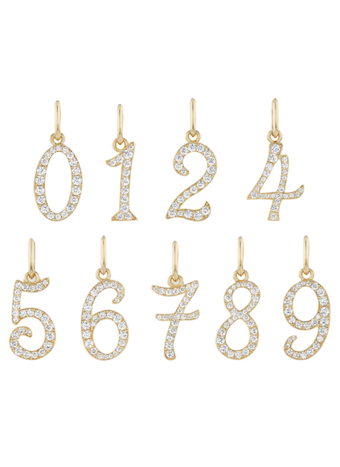 Pave Number "7" Charm