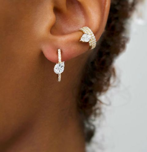 Le Cercle Illusion Diamond Pear Hoop Earrings
