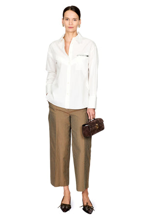 Poplin Oversized Shirt With Embellished Pocket